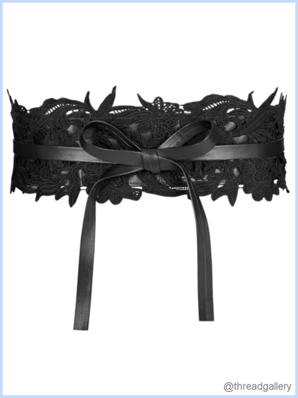 Womens Lace Faux Leather Obi Waist Belt Bowknot Cinch Wide Retro Dress Belt